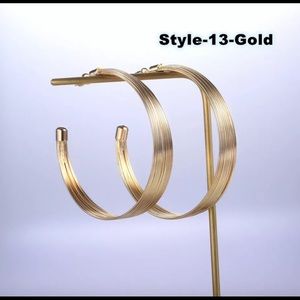 Fashion Yellow Gold Plated Hoop Sapphire Earrings